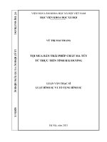 Tội mua bán trái phép chất ma túy từ thực tiễn tỉnh hải dương 