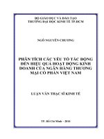 Luận văn Thạc sĩ Kinh tế: Phân tích các yếu tố tác động đến hiệu quả hoạt động kinh doanh của NHTMCP Việt Nam