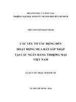 Luận văn thạc sĩ các yếu tố tác động đến hoạt động mua bán sáp nhập tại các ngân hàng thương mại việt nam 