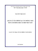 QUẢN LÝ TÀI CHÍNH TẠI VĂN PHÒNG VIỆN HÀN LÂM KHOA HỌC XÃ HỘI VIỆT NAM (Luận văn thạc sĩ)