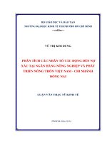 Luận văn Thạc sĩ Kinh tế: Phân tích các nhân tố tác động đến nợ xấu tại Nông nghiệp và Phát triển Nông thôn Việt Nam - Chi nhánh Đồng Nai