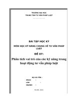 Phân tích vai trò của các kỹ năng trong hoạt động tư vấn pháp luật