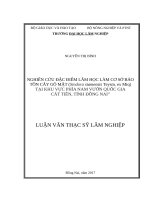 Luận văn thạc sĩ nghiên cứu đặc điểm lâm học làm cơ sở bảo tồn cây gõ mật (sindora siamensis teysm  ex miq) tại khu vực phía nam vườn quốc gia cát tiên, tỉnh đồng nai​ 
