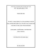 TỔ CHỨC và HOẠT ĐỘNG của TOÀ GIA ĐÌNH và NGƯỜI CHƯA THÀNH NIÊN THEO LUẬT tổ CHỨC TOÀ án NHÂN dân năm 2014 từ THỰC TIỄN TỈNH THANH HOÁ 