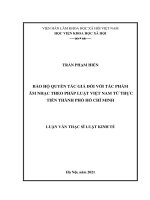 Bảo hộ quyền tác giả đối với tác phẩm âm nhạc theo pháp luật việt nam từ thực tiễn thành phố hồ chí minh 