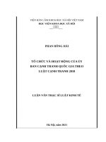 Tổ chức và hoạt động của ủy ban cạnh tranh quốc gia theo luật cạnh tranh 2018 