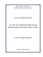 Luận văn thạc sĩ các yếu tố ảnh hưởng đến giá trị thương hiệu ngân hàng TMCP á châu 