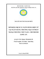 Mở rộng dịch vụ ngân hàng điện tử tại ngân hàng thương mại cổ phần ngân hàng thương mại cổ phần ngoại thương việt nam – chi nhánh long an 