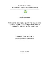 Nâng cao hiệu quả quản trị dự án đầu tư xây dựng cơ bản tại công ty cổ phần cấp thoát nước long an 