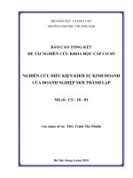 Đề tài khoa học cấp cơ sở nghiên cứu điều kiện khởi sự kinh doanh của doanh nghiệp mới thành lập 