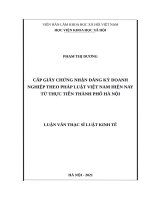 (Luận văn thạc sĩ) cấp giấy chứng nhận đăng ký doanh nghiệp theo pháp luật việt nam hiện nay từ thực tiễn thành phố hà nội 
