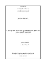 Quản trị công ty cổ phần theo mô hình có ban kiểm soát theo luật doanh nghiệp 2020 