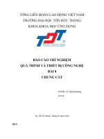 BÁO CÁO THÍ NGHIỆM QUÁ TRÌNH VÀ THIẾT BỊ CÔNG NGHỆBÀI 8CHƯNG CẤT