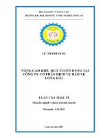 Nâng cao hiệu quả tuyển dụng tại công ty cổ phần dịch vụ bảo vệ long hải 
