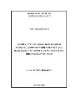 Nghiên cứu tác động trách nhiệm xã hội của doanh nghiệp đến kết quả tài chính tại các ngân hàng thương mại Việt Nam