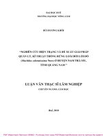 Luận văn Thạc sĩ Lâm nghiệp: Nghiên cứu hiện trạng và đề xuất giải pháp quản lý, kĩ thuật trồng rừng loài bời lời đỏ (Machilus odoratissima Nees) ở huyện Nam Trà My, tỉnh Quảng