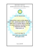 Luận văn Thạc sĩ Kinh tế: Ảnh hưởng chất lượng dịch vụ khám chữa bệnh bảo hiểm y tế đến sự thỏa mãn và lòng trung thành của khách hàng tại Trung tâm Y tế huyện Tân Trụ, tỉnh Long