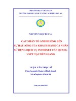 Các nhân tố ảnh hưởng đến sự hài lòng của khách hàng cá nhân sử dụng dịch vụ internet cáp quang VNPT tại tiền giang 