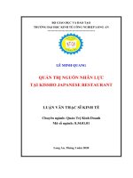 Luận văn Thạc sĩ Kinh tế: Quản trị nguồn nhân lực tại Kissho Japanese Restaurant