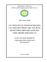Các nhân tố cấu thành sự hài lòng của nhân dân trong việc xây dựng huyện nông thôn mới tại huyện châu thành, tỉnh long an 