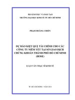 Luận văn thạc sĩ dự báo kiệt quệ tài chính cho các công ty niêm yết tại sở giao dịch chứng khoán TP hồ chí minh 