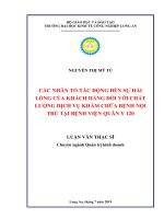Các nhân tố tác động đến sự hài lòng của khách hàng đối với chất lượng dịch vụ khám chữa bệnh nội trú tại bệnh viện quân y 120 