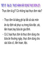 cong nghe 6 Bai 23 thuc hanh xay dung thuc don