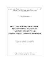 Phân tích chi phí điều trị ngoại trú bệnh glôcôm giai đoạn 2017 2019 và glôcôm góc mở năm 2020 tại bệnh viện mắt thành phố hồ chí minh 