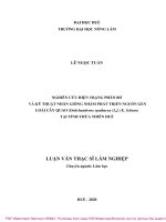 Luận văn Thạc sĩ Lâm nghiệp: Nghiên cứu hiện trạng phân bố và kỹ thuật nhân giống phát triển nguồn gen loài cây Quao (Dolichandrone spathacea (L.f.) K. Schum) tại tỉnh Thừa Thiên