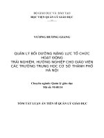 Quản lý hoạt động ngoài giờ lên lớp cho học sinh các trường trung học cơ sở thành phố hà nội trong bối cảnh đổi mới giáo dục TT 