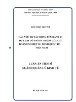 Các yếu tố tác động đến hành vi du lịch có trách nhiệm của các doanh nghiệp lữ hành quốc tế ở việt nam 