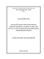 Luận văn thạc sĩ giải quyết tranh chấp về đơn phương chấm dứt hđlđ từ thực tiễn xét xử của tòa án nhân dân quận bình thạnh, thành phố hồ chí minh 