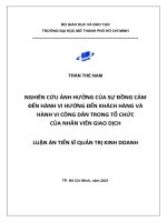 (Luận án tiến sĩ) nghiên cứu ảnh hưởng của sự đồng cảm đến hành vi hướng đến khách hàng và hành vi công dân trong tổ chức của nhân viên giao dịch 