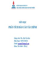MÔN HỌC  PHÂN TÍCH BÁO CÁO TÀI CHÍNH