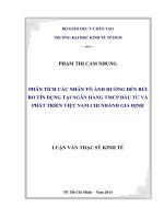 Luận văn Thạc sĩ Kinh tế: Phân tích các nhân tố ảnh hưởng đến rủi ro tín dụng tại Ngân hàng TMCP Đầu tư và Phát triển Việt Nam - Chi nhánh Gia Định