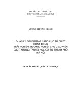 Quản lý hoạt động ngoài giờ lên lớp cho học sinh các trường trung học cơ sở thành phố hà nội trong bối cảnh đổi mới giáo dục 
