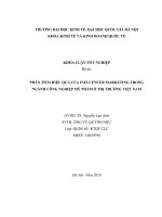 Phân tích hiệu quả của influencer marketing trong ngành công nghiệp mỹ phẩm ở thị trường việt nam 