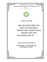 Luận văn thạc sĩ hiệu quả hoạt động tín dụng tại ngân hàng thương mại cổ phần ngoại thương việt nam chi nhánh long an 