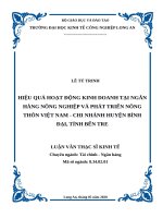 Luận văn thạc sĩ hiệu quả hoạt động kinh doanh tại ngân hàng nông nghiệp và phát triển nông thôn việt nam   chi nhánh huyện bình đại, tỉnh bến tre 