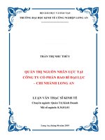 Luận văn thạc sĩ quản trị nguồn nhân lực tại công ty cổ phần bao bì đại lục – chi nhánh long an 