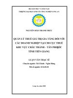 Luận văn thạc sĩ quản lý thuế giá trị gia tăng đối với các doanh nghiệp tại chi cục thuế khu vực châu thành tân phước, tỉnh tiền giang 