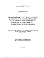 Luận văn Thạc sĩ Quản lý tài nguyên và môi trường: Đánh giá kết quả thực hiện phương án Quy hoạch sử dụng đất trên địa bàn thành phố Biên Hòa, tỉnh Đồng Nai giai đoạn 2011-2015 và
