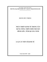 Phát triển kinh tế trong xây dựng nông thôn mới ở huyện bình liêu, tỉnh quảng ninh 