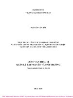 Luận văn Thạc sĩ Quản lý tài nguyên và môi trường: Thực trạng công tác giao đất, giao rừng và cấp giấy chứng nhận quyền sử dụng đất lâm nghiệp tại huyện A Lưới, tỉnh Thừa Thiên