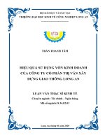 Luận văn thạc sĩ hiệu quả sử dụng vốn kinh doanh tại công ty cổ phần tư vấn xây dựng giao thông long an 