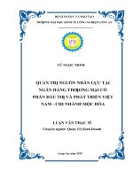 Luận văn thạc sĩ quản trị nguồn nhân lực tại ngân hàng thương mại cổ phần đầu tư và phát triển việt nam – chi nhánh mộc hóa 