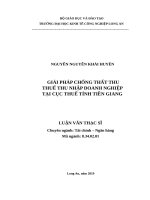 Luận văn thạc sĩ giải pháp chống thất thu thuế thu nhập doanh nghiệp tại cục thuế tỉnh tiền giang 