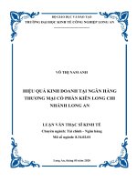 Luận văn thạc sĩ hiệu quả kinh doanh của ngân hàng thương mại cổ phần kiên long chi nhánh long an 