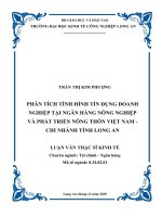 Luận văn thạc sĩ phân tích tình hình tín dụng doanh nghiệp tại ngân hàng nông nghiệp và phát triển nông thôn việt nam – chi nhánh tỉnh long an 