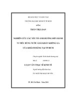 Nghiên cứu các yếu tố ảnh hưởng đến hành vi tiêu dùng nước giải khát không ga của khách hàng tại thành phố hồ chí minh 